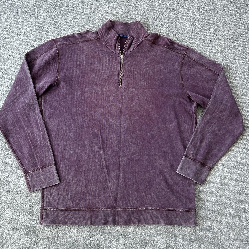 Agave Sweater Men XL Copper Backcountry Purple Supima 1/4 Zip Mock Neck USA Made